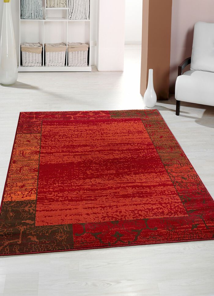 Brücken und Teppiche mit zeitlos schön verzierter Bordüre ROT