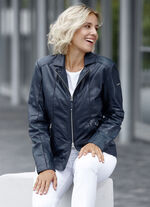 Lederkurzjacke von «Cabrini» DUNKELBLAU