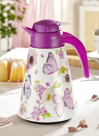 Thermokanne im bunten Blumen-Design  Thermokanne im bunten Blumen-Design