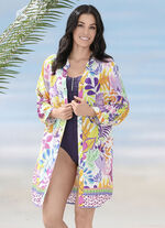 Longbluse mit langen Ärmeln und Bordürendruck 