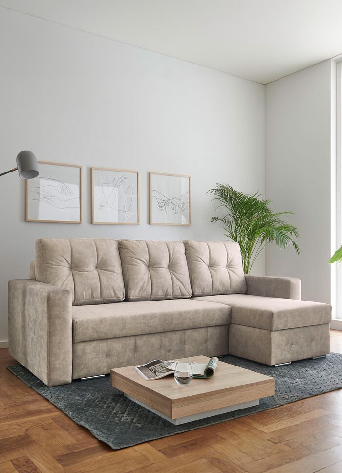 Polsterecke mit Bettfunktion BEIGE
