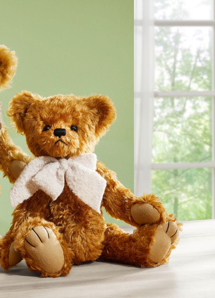Teddyb&auml;r aus hochwertigem Mohairpl&uuml;sch HONIG-BRAUN