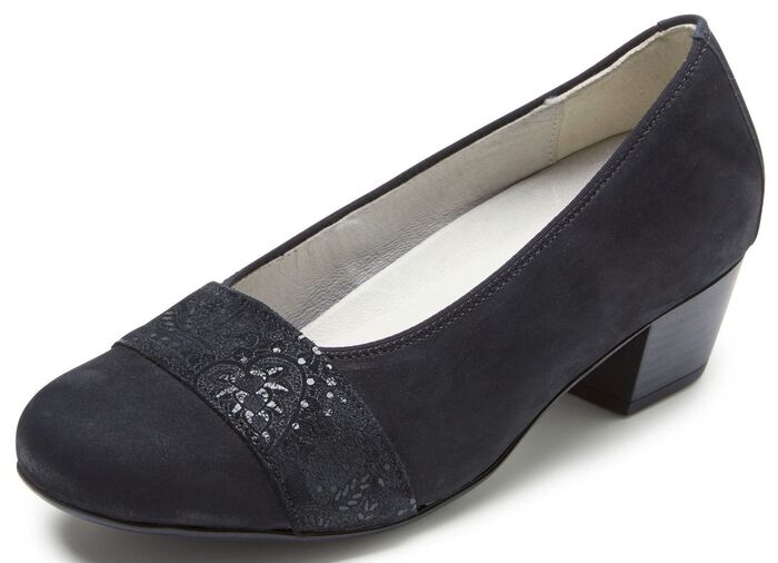 Waldl&auml;ufer, bequeme Damen-Pumps, Weite K, mit herausnehmbarem Fussbett SCHWARZ