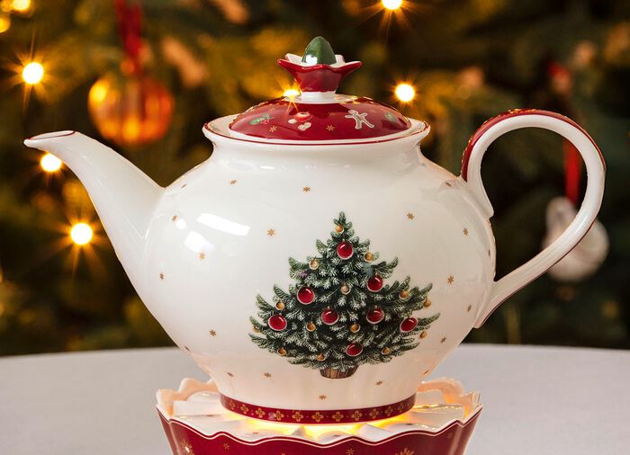 Kanne und St&ouml;vchen von Villeroy & Boch WEISS-GR&Uuml;N-ROT