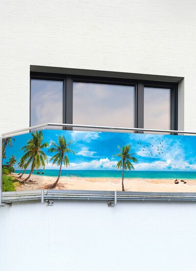 Balkon-Sichtschutz mit Karibik-Motiv 
