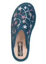 Laurina, leichte Damen-Hausschuhe, mit bunter Bl&uuml;ten-Stickerei 