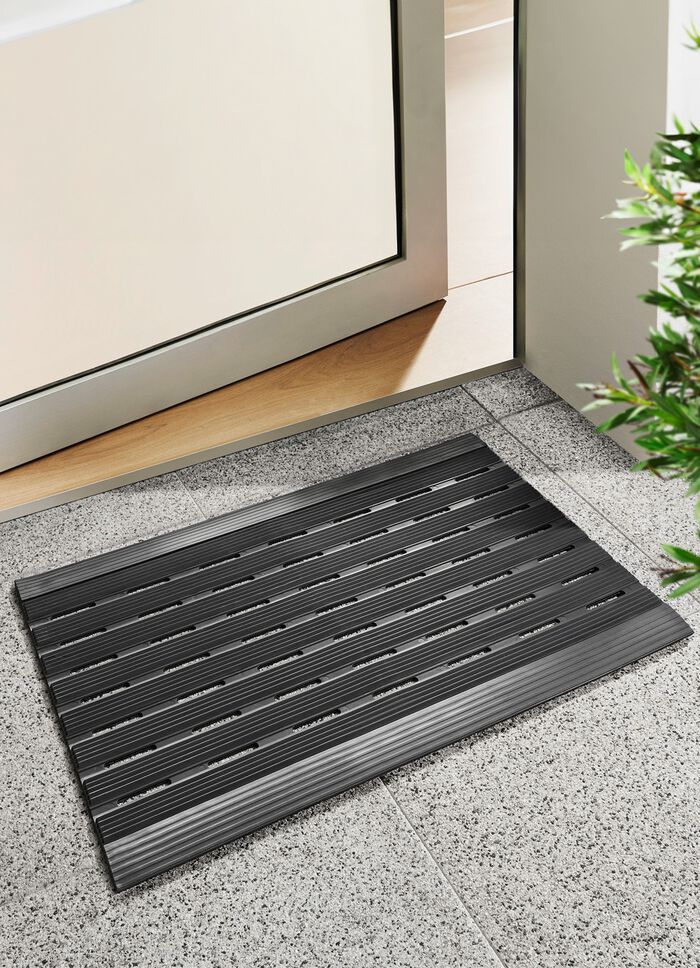 Wetterfeste Fussmatte aus Gummi SCHWARZ