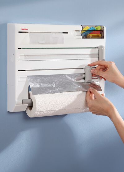 Leifheit Wandrollenhalter mit Tesafilm-Spender und Kleinteile-Box 