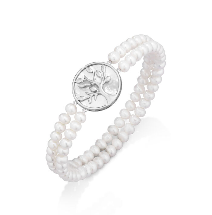 Elastisches 2-reihiges Armband mit Süsswasser-Zuchtperlen 