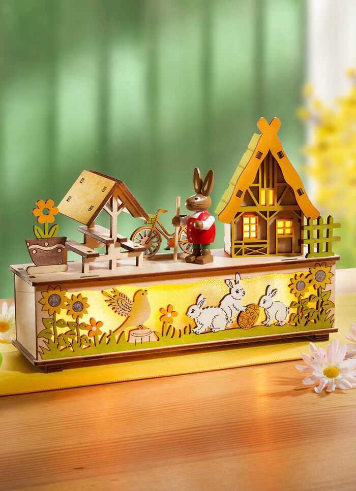 Beleuchtete Holzdekoration mit Timerfunktion 