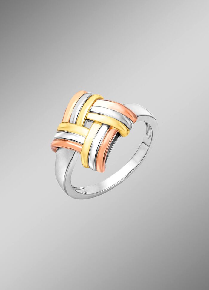 Modischer Knoten-Damenring in Tricolor 