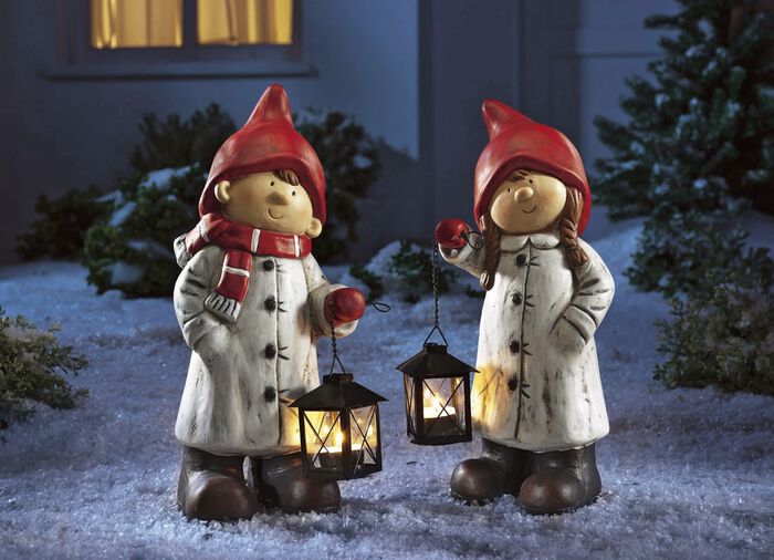 Winterkinder mit Laterne WEISS