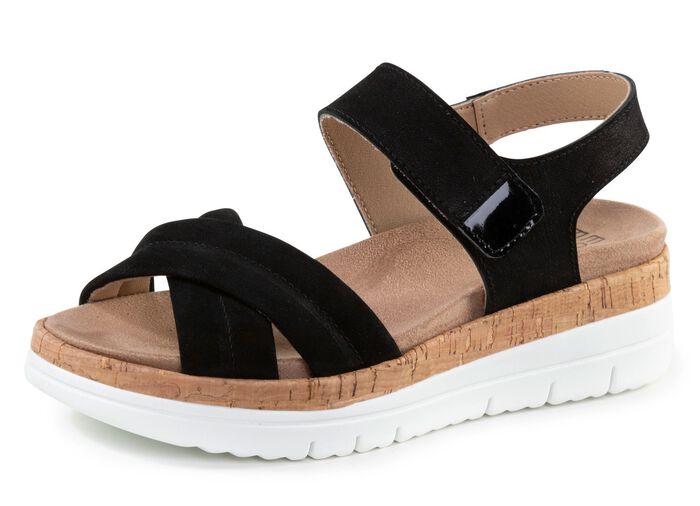 ELENA EDEN, bequeme Damen-Sandalen, Weite H, mit herausnehmbarem Fussbett SCHWARZ