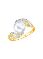 Vergoldeter Damenring mit S&uuml;sswasser-Zuchtperle 