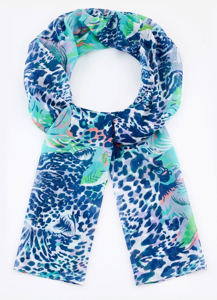 Schal mit Fantasie- und Raubtierfell-Dessin 