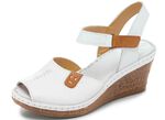 Gemini Sandalette aus schattiertem Rind-Nappaleder WEISS-COGNAC