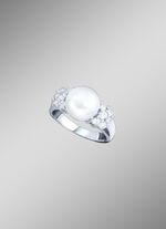 Damenring mit S&uuml;sswasser-Zuchtperle und synthetischen Zirkonia 