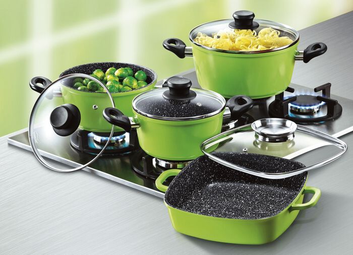 Stoneline &ndash; Topf-Set, 10-teilig: Eine Anschaffung f&uuml;rs Leben GR&Uuml;N