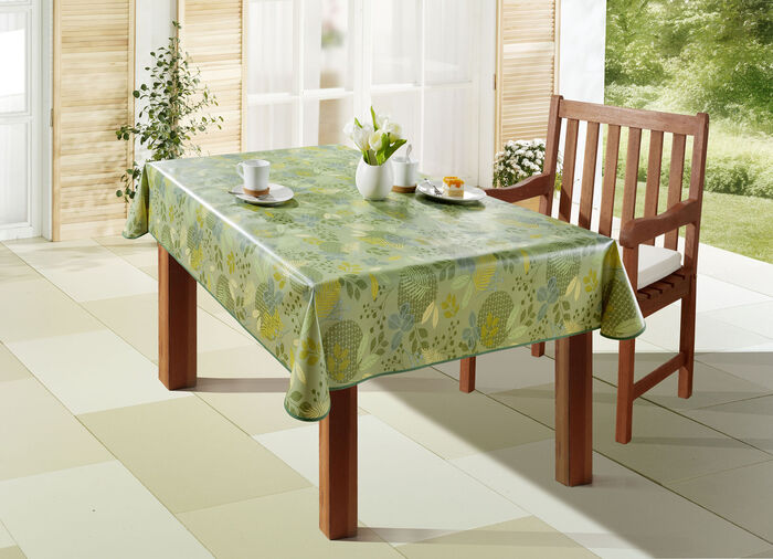Wachstuch-Tischdecke mit Blätter-Motiv GRÜN