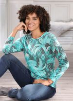 Pullover in weich fliessender Qualität TÜRKIS-MULTICOLOR