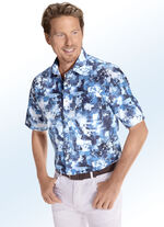 Bedrucktes Hemd mit Brusttasche BLAU-WEISS