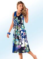 Kleid mit farbbrillantem Druckdessin und Raffungen 