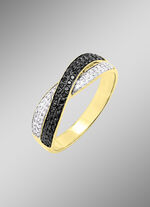 Damenring mit Diamanten in Weiss und Schwarz 