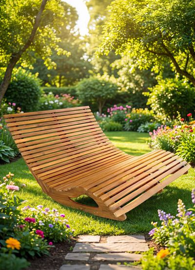 Doppel-Schaukelliege aus langlebigem Akazienholz 