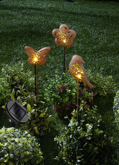 Solar-Gartenstecker aus Metall, 3er-Set 