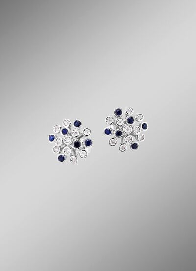 Hochwertige Ohrstecker mit Safir und Brillanten 