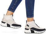 Rieker, stylische Damen-Boots, Weite G, mit Reissverschluss ECRU-SCHWARZ