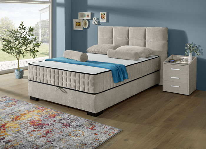 Boxspringbett mit Wendematratze und Bettkasten SAND