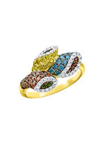 Damenring in Bl&uuml;tenform mit bunten Brillanten 