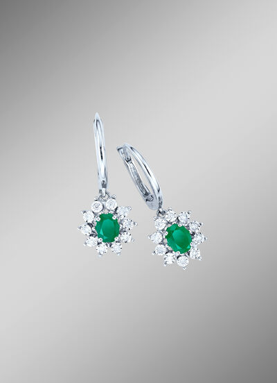 Hochwertige Ohrringe mit echt Smaragd und Diamanten 
