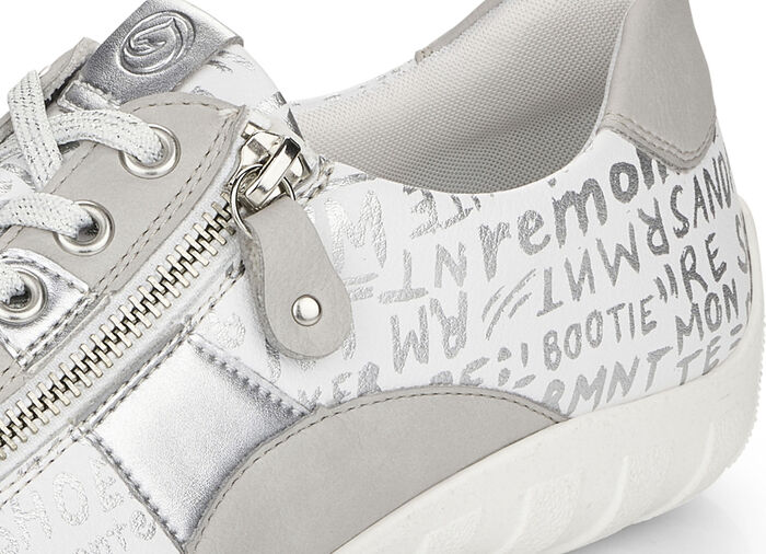 Remonte Sneaker mit bedruckten Besätzen HELLGRAU-WEISS