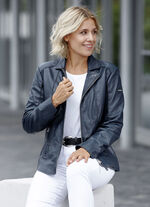 Lederkurzjacke von «Cabrini» DUNKELBLAU