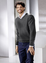 Unifarbener V-Pullover in 4 Farben, 