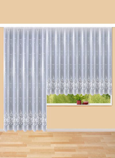 Vorhang mit Plauener Stickerei und Universalschienenband 