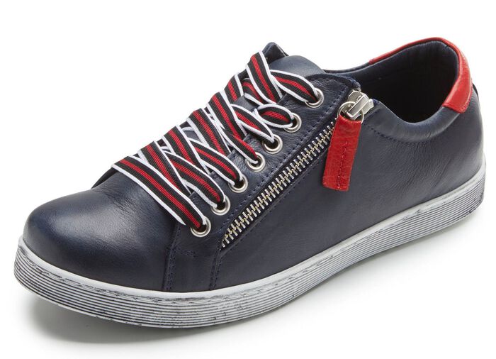 Andrea Conti Sneaker mit pfiffiger Kontrast-Schn&uuml;rung MARINE-ROT