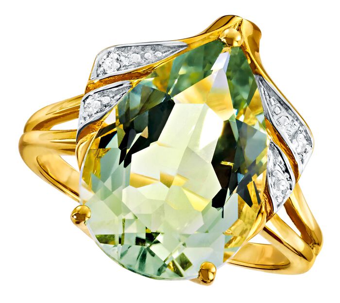 Damenring mit gr&uuml;nem Amethyst 