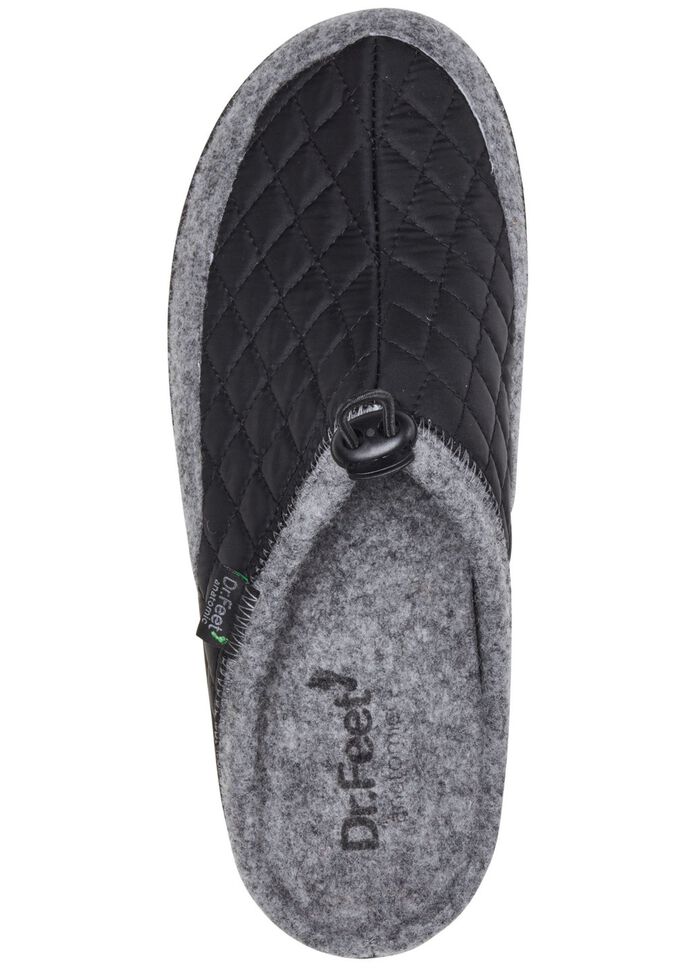 Pantoffel mit elastischer Zugkordel SCHWARZ-GRAU