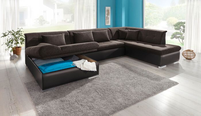 Wohnlandschaft mit Bettfunktion BRAUN-BRAUN