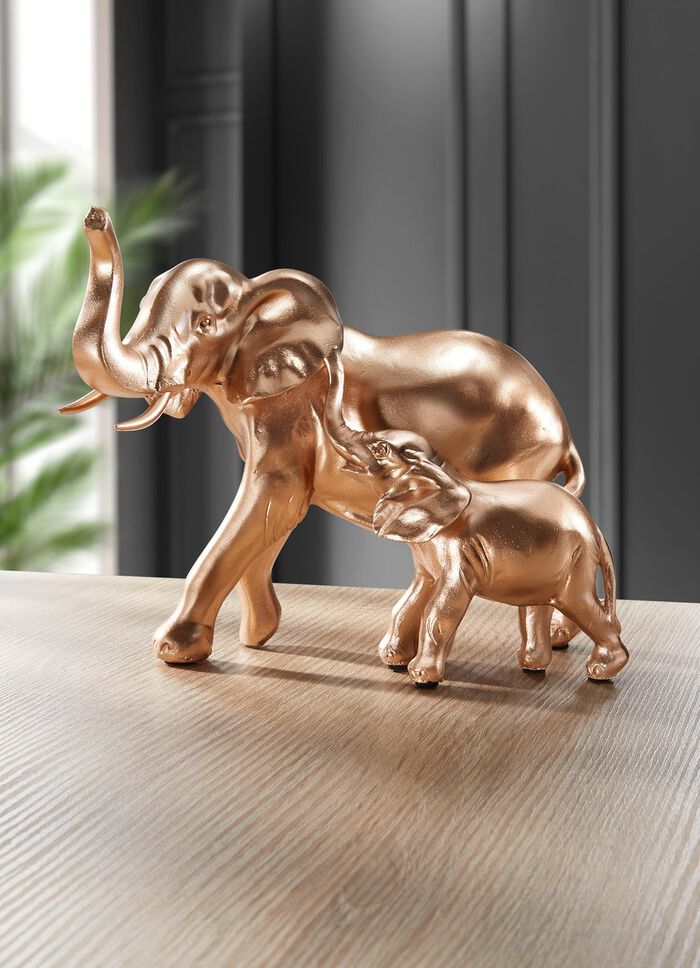 Bemalte Elefantenmutter mit Kind 