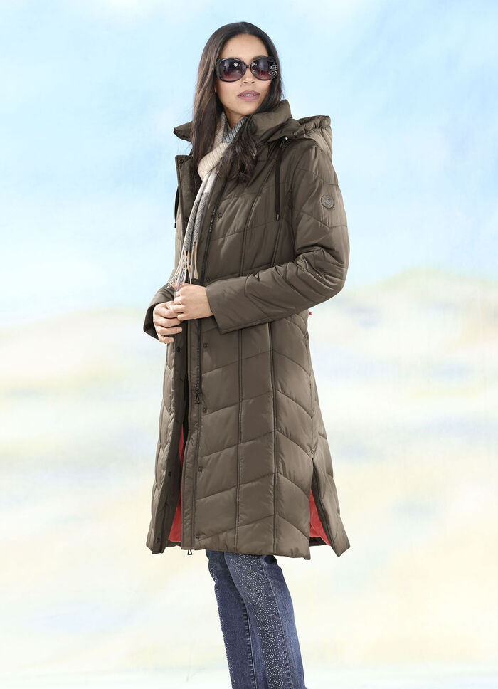 Mantel mit Reißverschluss-Seitenschlitzen KAFFEEBRAUN