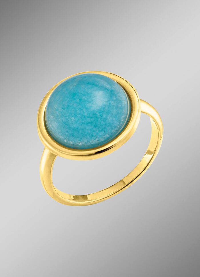 Eleganter Damenring mit echt blauem Chalcedon 