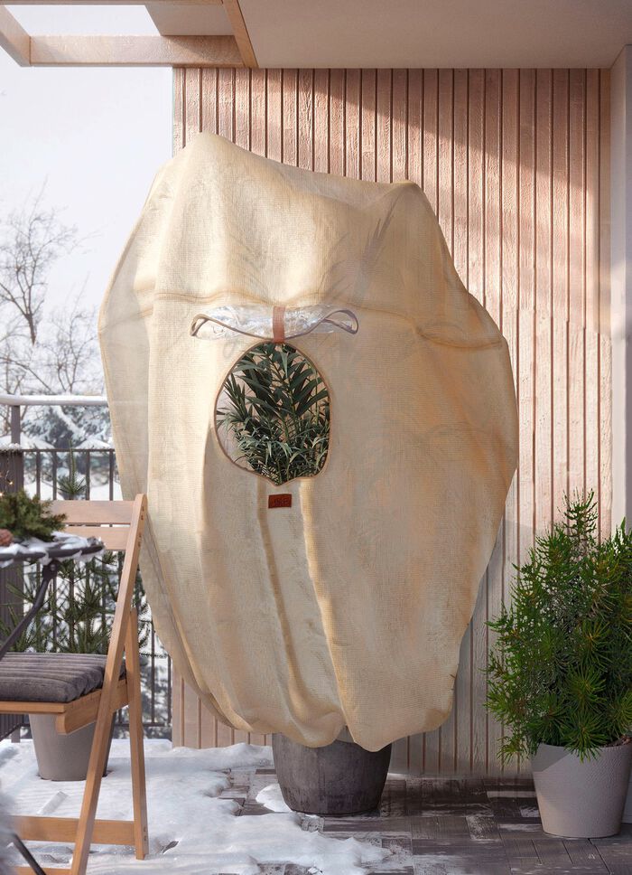 Robuster Pflanzensack mit Sichtfenster BEIGE