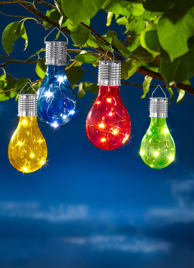 Solar-Glühbirnen, bunt, 4er-Set 