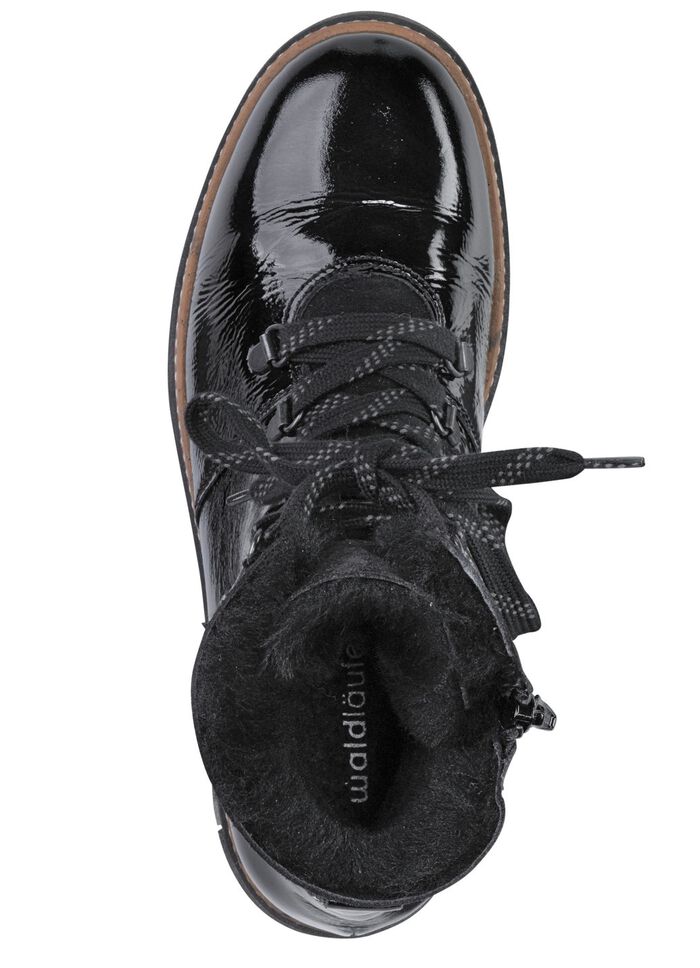 Waldl&auml;ufer Schn&uuml;r-Stiefelette mit kuscheligem Kragen aus Lammfell 