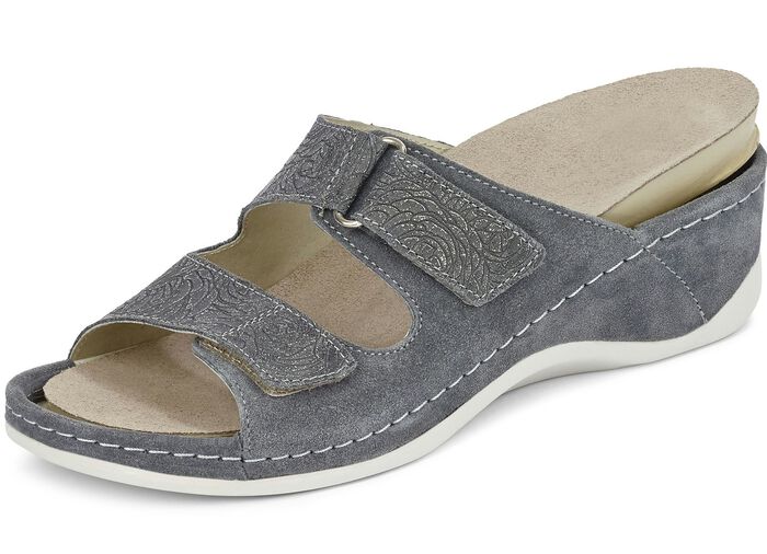 Mubb, bequeme Damen-Pantoletten, Weite H, mit herausnehmbarem Fussbett ANTHRAZIT