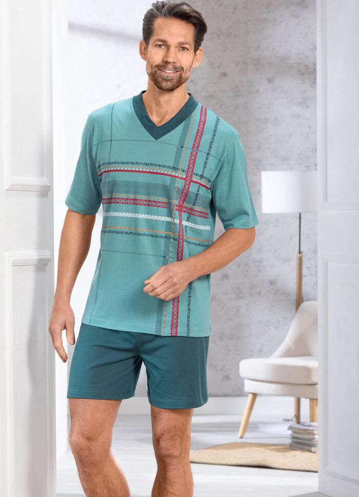 Shorty mit V-Ausschnitt und Druckmotiv 